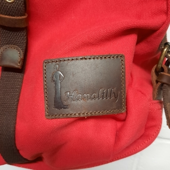 Red Shoulder Bag with Brown Accents - Picture 2 of 10